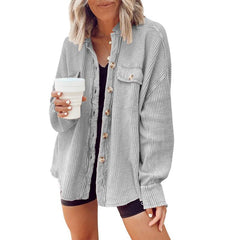 Women's Loose Fit Batwing Sleeve Waffle Knit Jacke