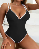 Solid Color Fashion Slim Straps Backless Sexy Bikini Swimsuit