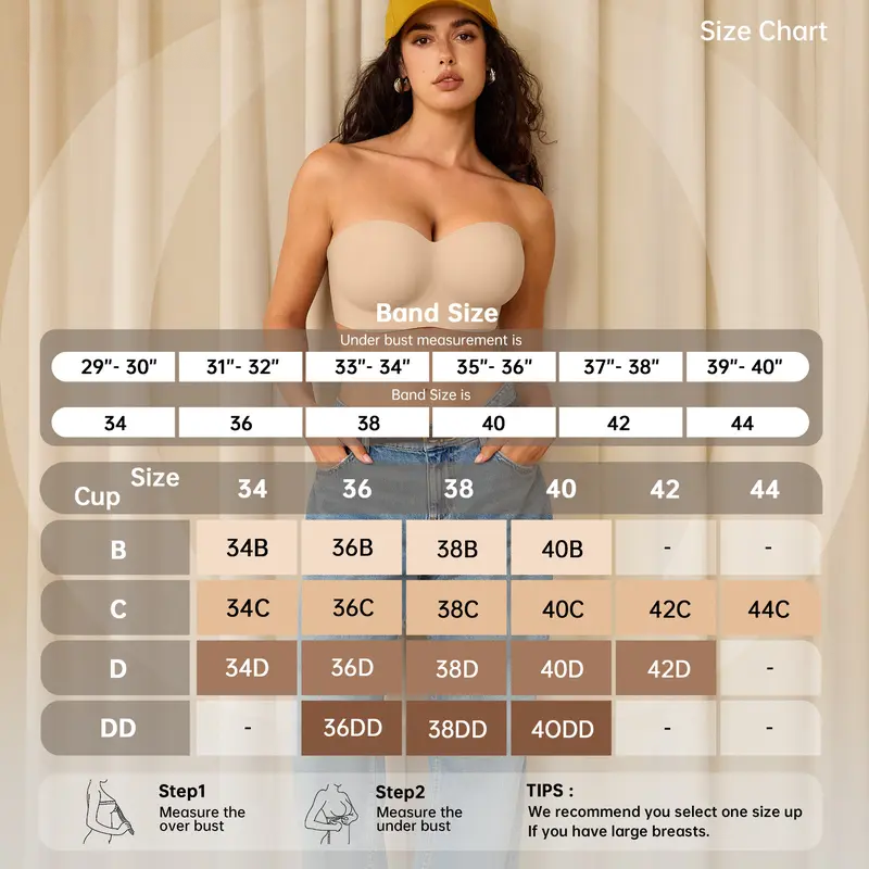 Womens Strapless Bras Wireless Non-Slip Tube Top Push Up Bralette Seamless Padded Bandeau Bra Everyday Convertible Bra