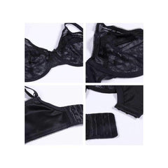 Enchante Floral Lace Plus Size Underwire Unlined Unpadded Minimizer Full Coverage Bra Women's Wear Comfortable Breathable Mesh Cup