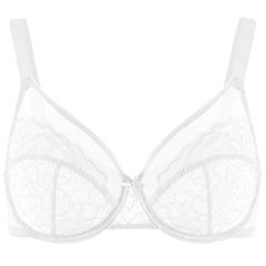 Enchante Floral Lace Plus Size Underwire Unlined Unpadded Minimizer Full Coverage Bra Women's Wear Comfortable Breathable Mesh Cup