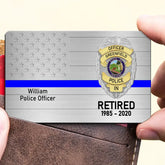 Custom US Police Badge Aluminum Wallet Card - Gift For Police Officer