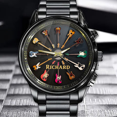 Personalized Rock Around the Clock Bass Guitar Watch for Music Lovers