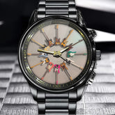 Personalized Rock Around the Clock Bass Guitar Watch for Music Lovers Bright background