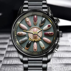 Personalized Nail Art Watch - Customizable Name Fashion Timepiece