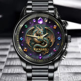 Personalized Dragon Treasure Watch - Your Name on This Magical Gem Design