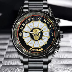 Personalized Death Skull Watch, Add Your Name, Always Remind You to Remember Death, Cherish Time, Respect Life