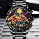 Personalized Alien DJ Watch with Your Name on the Stellar Turntable Design for Music Lovers