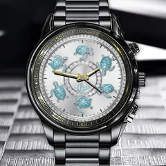 Personalized Name Glittering Turtle Artisan Watch
