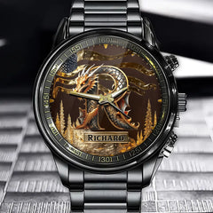 Personalized Fantasy Dragon Initial & Name Watch – Unique Mythical Gift