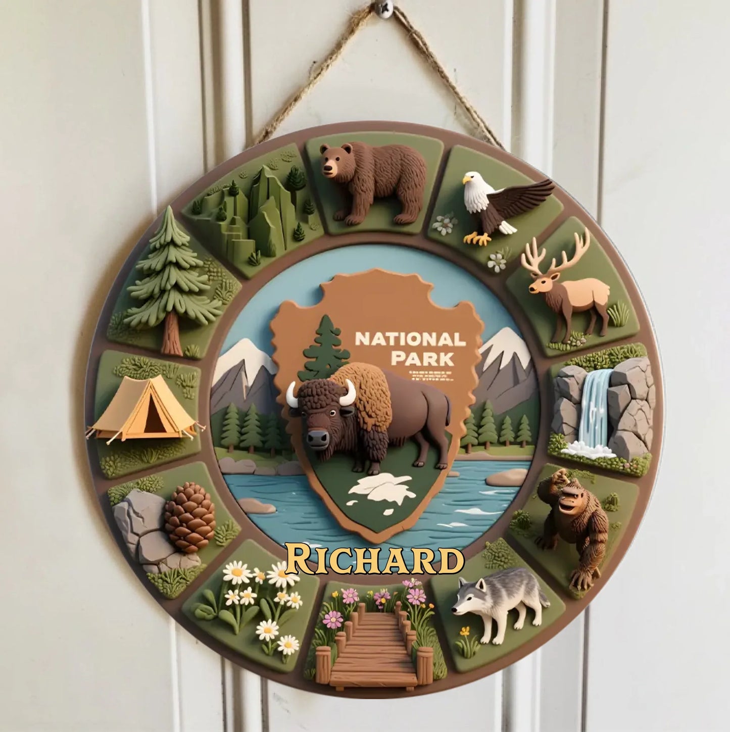 Personalized National Park Adventure Wooden Door Sign - A Personalized Design for Nature Enthusiasts