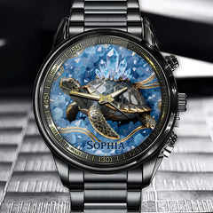 Personalized Crystal-Topped Turtle Watch -Themed Luxury Wristwatch For Boho Sea Enthusiasts