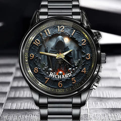Personalized Gothic Occult Watch - Hooded Figure & Skull Design And Custom Name Personalization