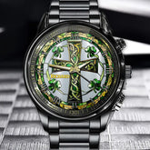 Personalized Irish Hand Watch-Celtic Cross Shamrock