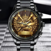 Personalized Lumberjack Watch with Custom Chainsaw and Axe Design