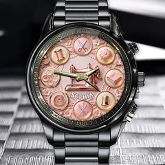 Personalized Sewing Enthusiast Watch - Custom Pastel Color Craft Tool Design