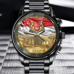 Personalized Singapore Coat Of Arms Watch - Custom Engraving For National Pride