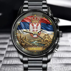 Personalized Serbia Pride Watch – Custom Name For National Spirit