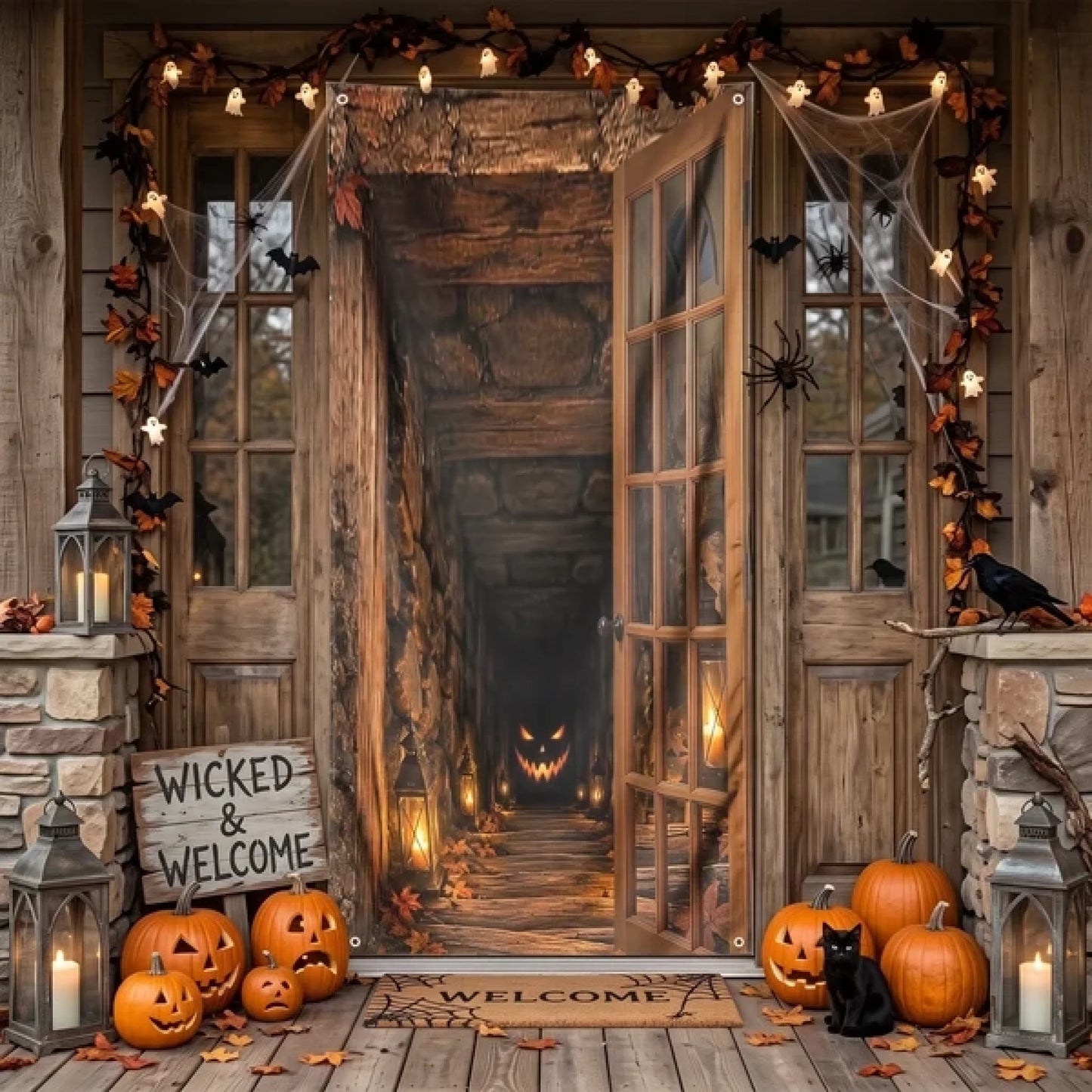 Halloween_Door_Decorations_Creepy_Scary_Pumpkin_Tunnel_Personalized_Door_Cover_2