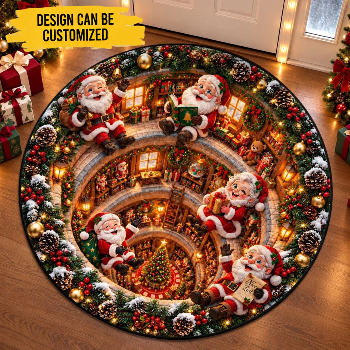 Custom Quilted Round Mat - Personalized Christmas Birthday Gifts For Mom, Dad, Brother, Sister - Cozy Magical Secrets Down Below