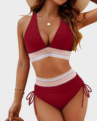 🎁Last Day 49% OFF🔥 High Waisted Tummy Control Color Block Bikini Sets