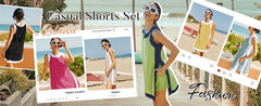 Two Piece Sets Color Block Crewneck Sleeveless Pullover Tops Matching Shorts With Pockets