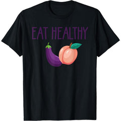 Eat Healthy Lifestyle Theme T - Shirt -Casual Comfortable 100% Cotton Double - Sided Digital Printing