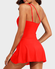 One Shoulder Skirted One Piece Swimsuit