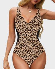Plunge Lace-Up Corset Sculpting Swimsuit