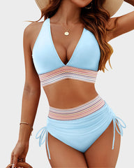 🎁Last Day 49% OFF🔥 High Waisted Tummy Control Color Block Bikini Sets