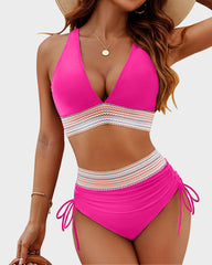 🎁Last Day 49% OFF🔥 High Waisted Tummy Control Color Block Bikini Sets