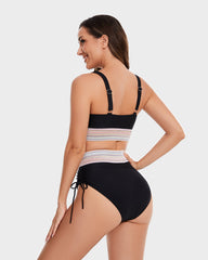 🎁Last Day 49% OFF🔥 High Waisted Tummy Control Color Block Bikini Sets