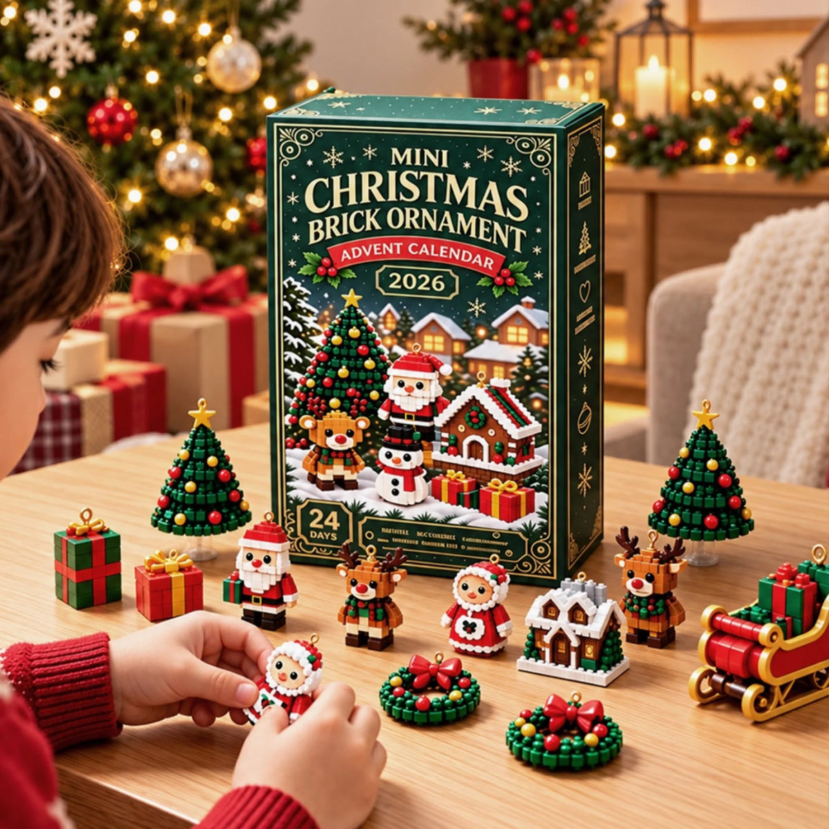 Mini Christmas Brick Ornament Advent Calendar - Holiday Tree Decorations