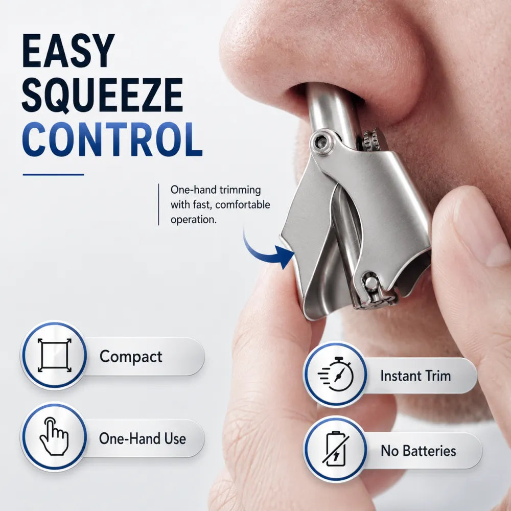 Manual Nose Hair Trimmer – Waterproof Stainless Steel, No Battery Needed