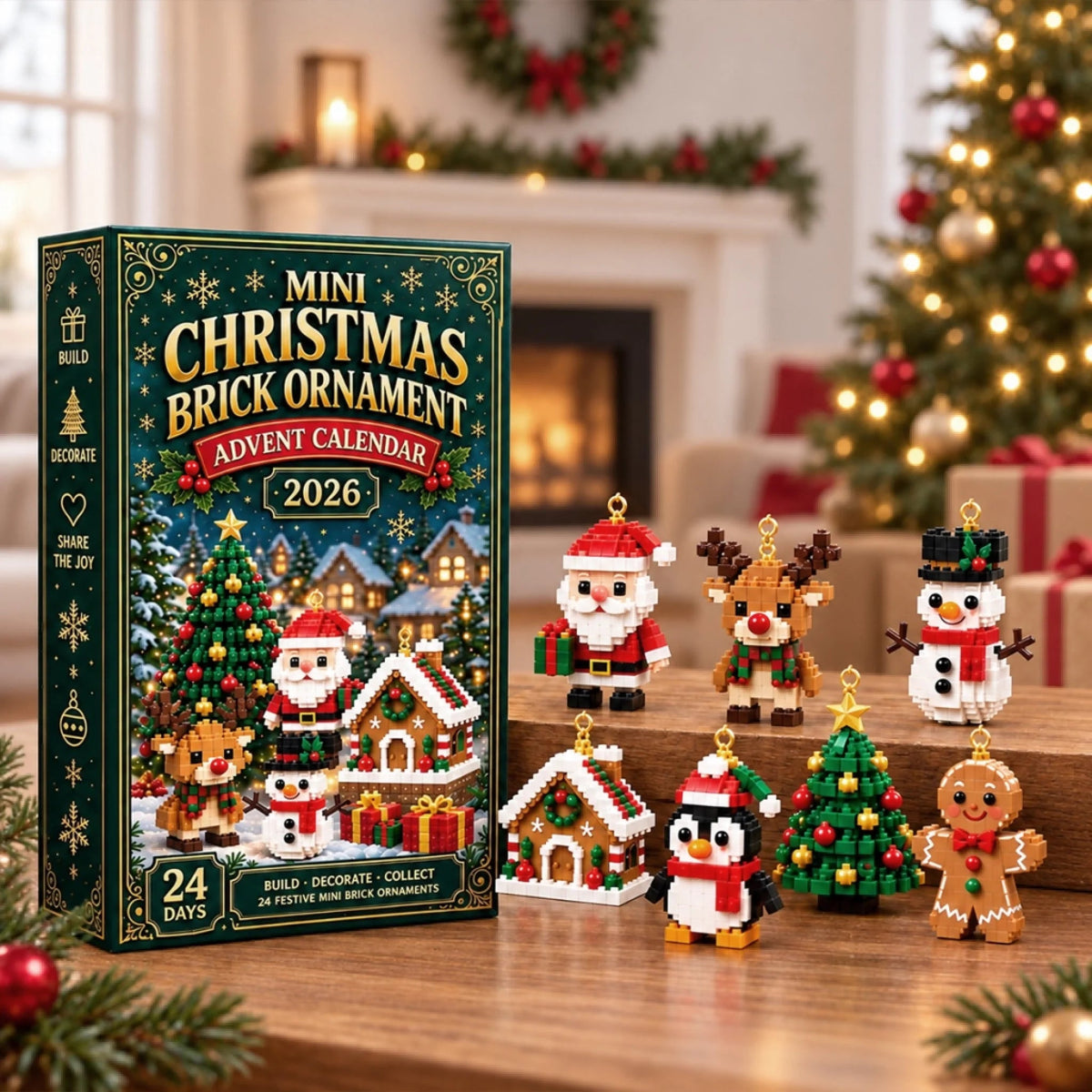 Mini Christmas Brick Ornament Advent Calendar - Holiday Tree Decorations
