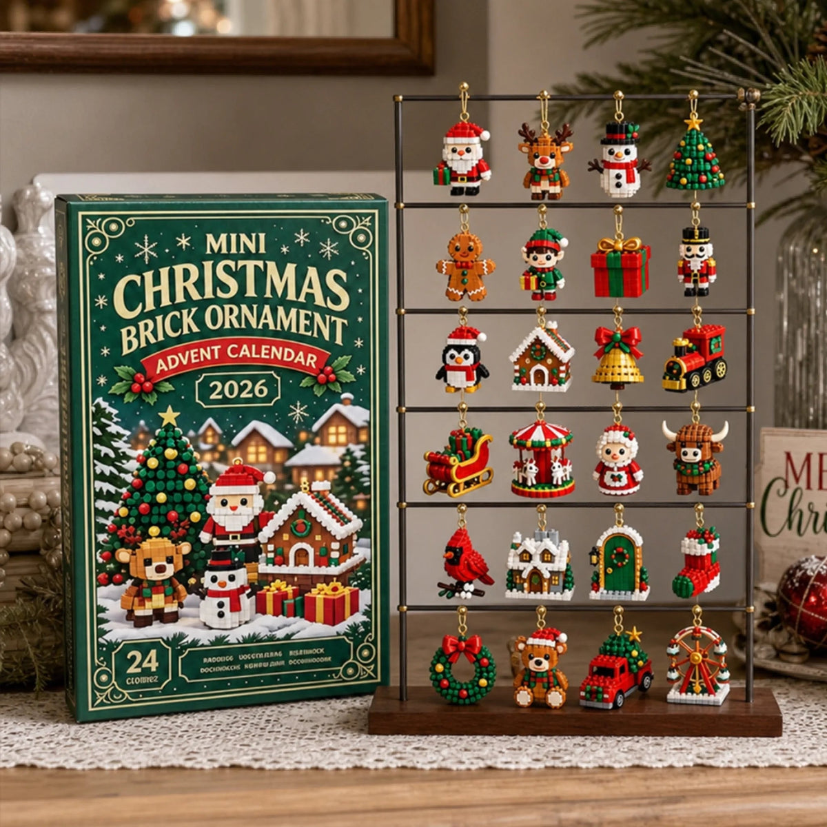Mini Christmas Brick Ornament Advent Calendar - Holiday Tree Decorations