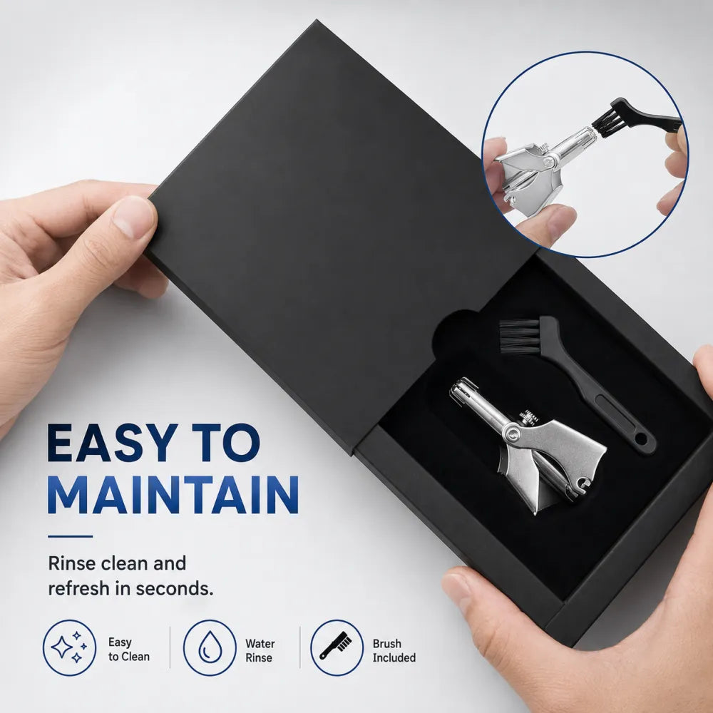 Manual Nose Hair Trimmer – Waterproof Stainless Steel, No Battery Needed
