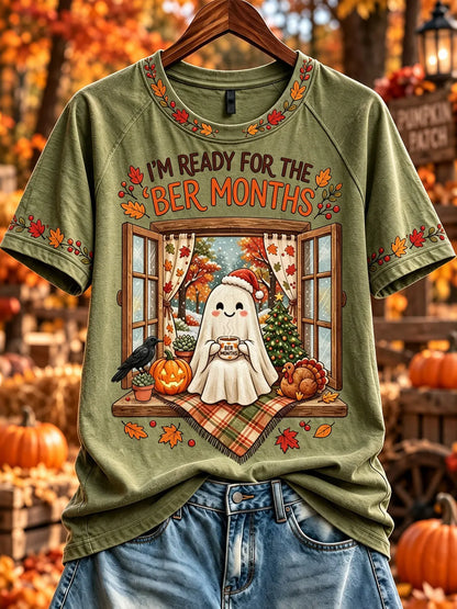 Women's I'm Ready For The 'ber Months Print Crew Neck Short Sleeve T-shirt