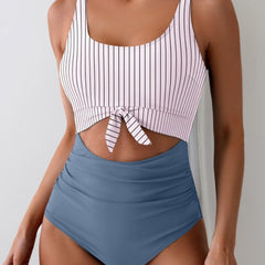 Women's One Piece Tummy Control Cut Out Tie Knot Swimsuit