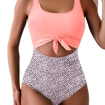 Women's One Piece Tummy Control Cut Out Tie Knot Swimsuit