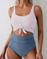 Women's One Piece Tummy Control Cut Out Tie Knot Swimsuit