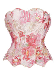 Lace Up Contrast Lace Corset Top Tummy Control Shapewear