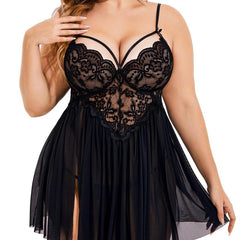 Plus Size Side Slit Lace Nightgown V Neck Nighty Sleepwear
