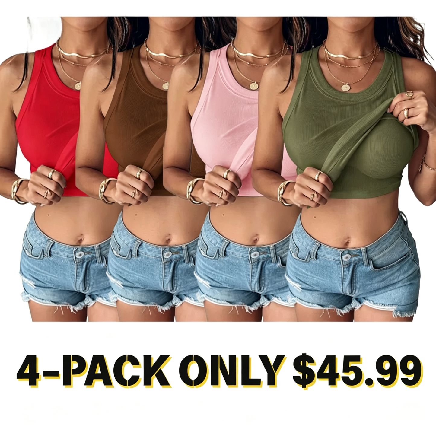 Women's Ribbed Tank Top with Built-in Shelf Bra – Soft Stretch Cami, No Bra Needed for Everyday, Lounge & Casual Wear
