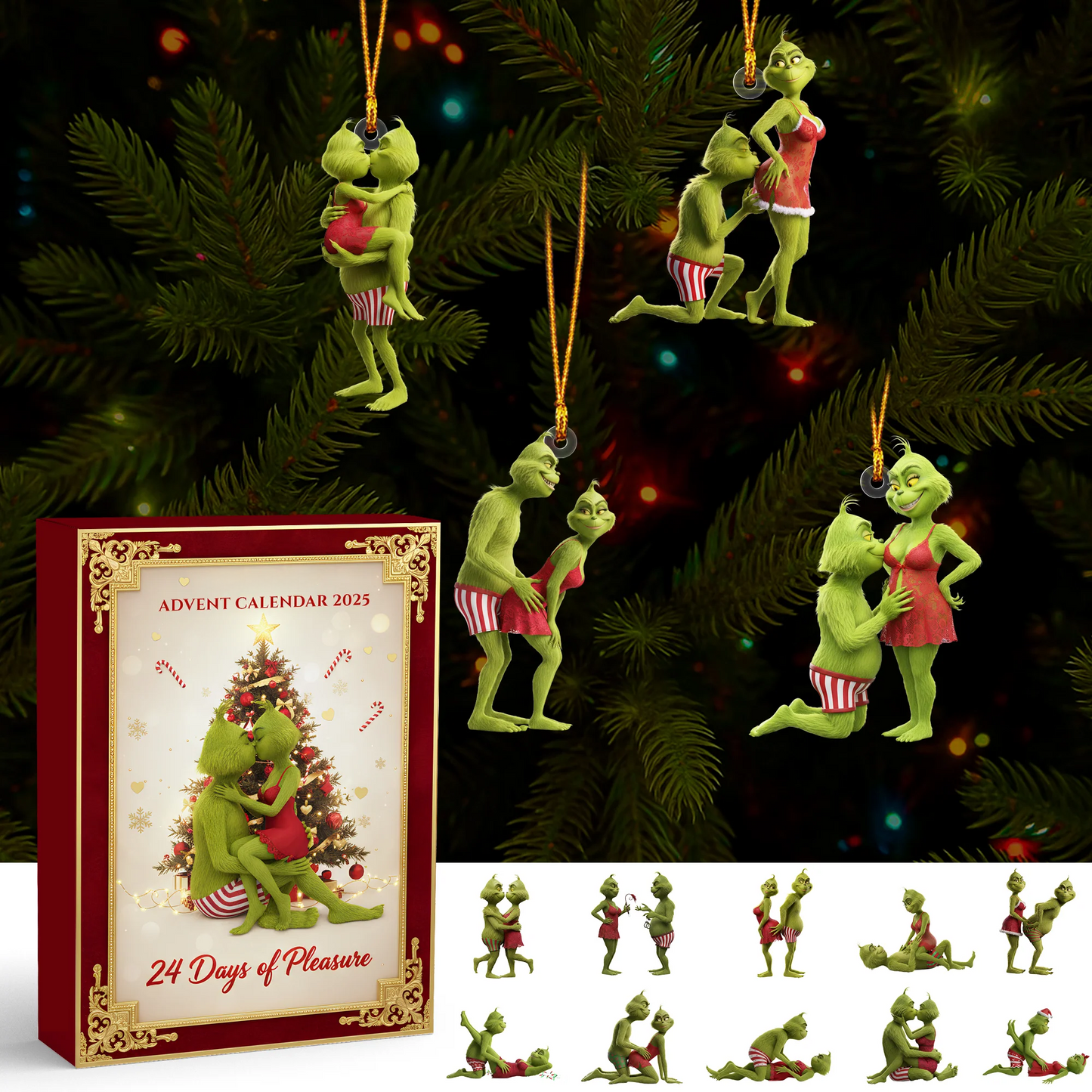 🎄 Naughty Grinch Couple Christmas Advent Calendar - The Perfect Gift for Couples 💚