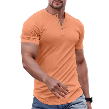 Men's Muscle Slim Fit Button Henley Shirt
