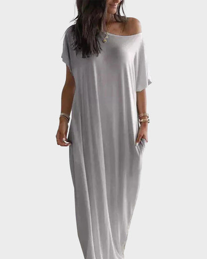 Off-Shoulder Batwing Sleeve Maxi Dress