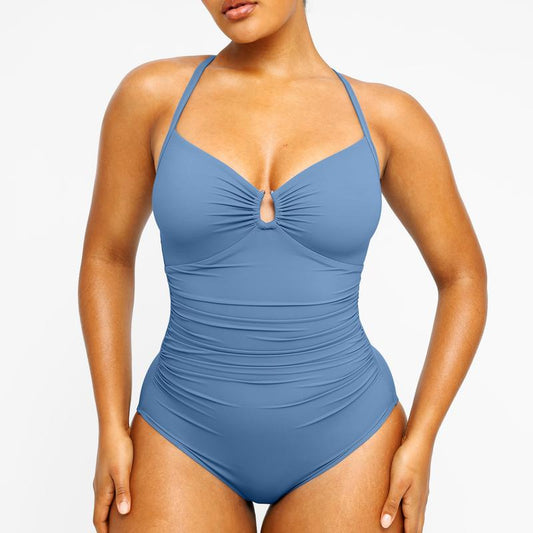 Women's Smart Sculpt Shaping Swimsuit U-Ring Cut Out Slimming Swimwear One Piece Tummy Tucking Bathing Suit