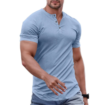Men's Muscle Slim Fit Button Henley Shirt