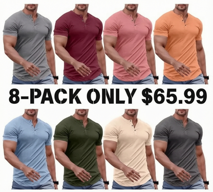 Men's Muscle Slim Fit Button Henley Shirt